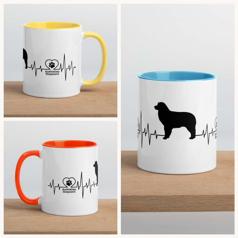 Australian Shepherd | Heartbeat | 11 oz White Ceramic Mug with Color Inside