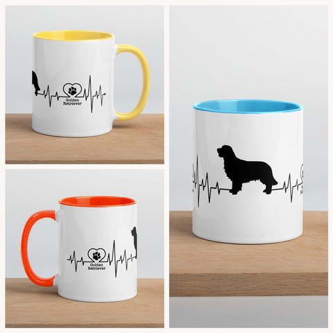 Golden Retriever [Field] | Heartbeat | 11 oz White Ceramic Mug with Color Inside