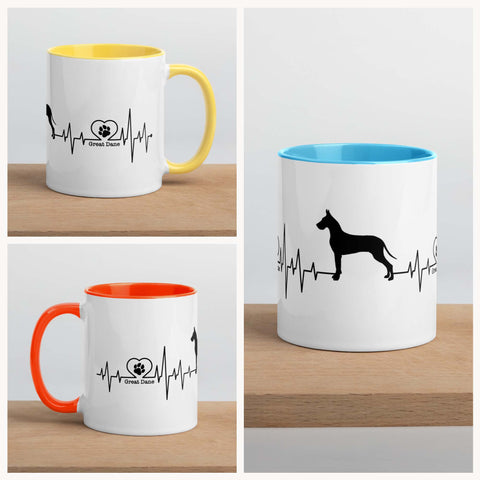 Great Dane | Heartbeat | 11 oz White Ceramic Mug with Color Inside