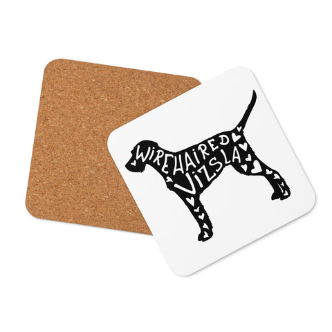 Wirehaired Vizsla | Silhouette | Cork-Back Coaster