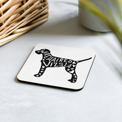 Wirehaired Vizsla | Silhouette | Cork-Back Coaster