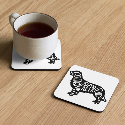 Golden Retriever [Field] | Silhouette | Cork-Back Coaster