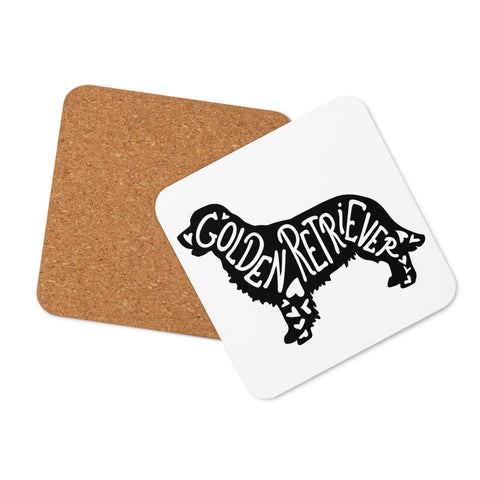 Golden Retriever [Field] | Silhouette | Cork-Back Coaster