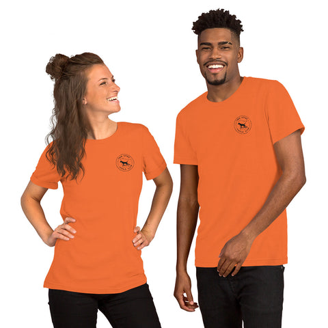 Twin Cities Vizsla Club | Unisex Orange Field T-Shirt | Small Logo