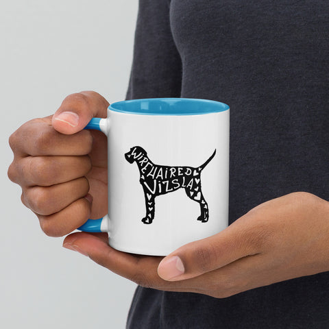 Wirehaired Vizsla | Silhouette | 11 oz White Ceramic Mug with Color Inside