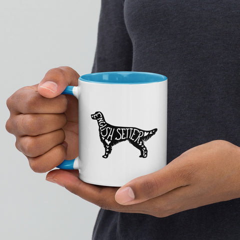 English Setter | Silhouette | 11 oz White Ceramic Mug with Color Inside