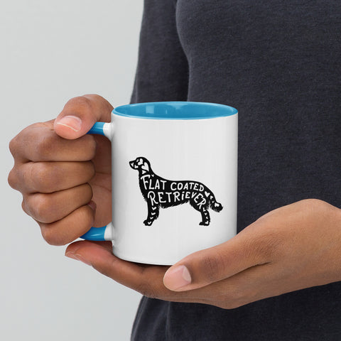 Flat-Coated Retriever | Silhouette | 11 oz White Ceramic Mug with Color Inside