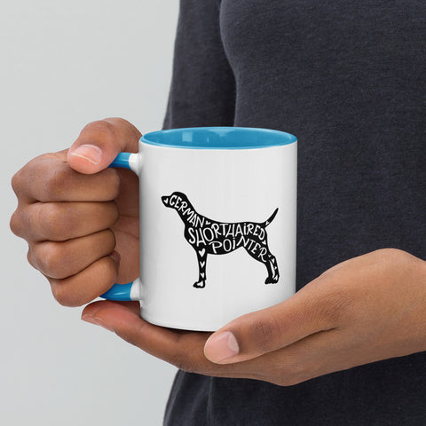 German Shorthaired Pointer | Silhouette | 11 oz White Ceramic Mug with Color Inside