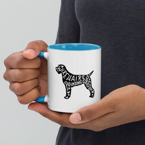 Wirehaired Pointing Griffon | Silhouette | 11 oz White Ceramic Mug with Color Inside