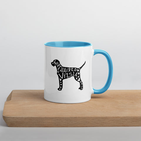 Wirehaired Vizsla | Silhouette | 11 oz White Ceramic Mug with Color Inside