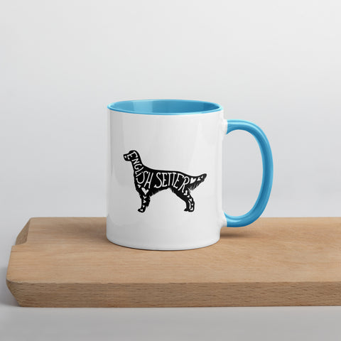 English Setter | Silhouette | 11 oz White Ceramic Mug with Color Inside