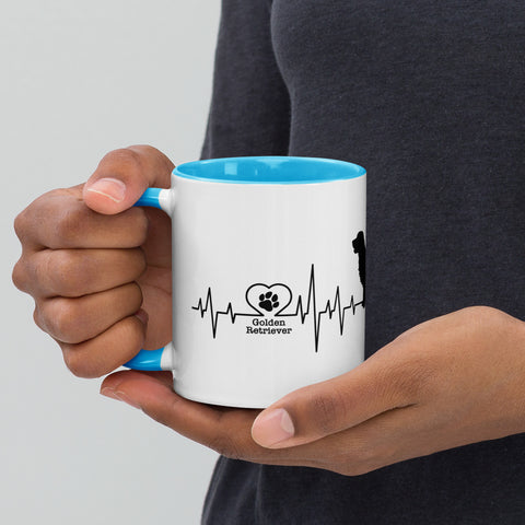 Golden Retriever [Field] | Heartbeat | 11 oz White Ceramic Mug with Color Inside