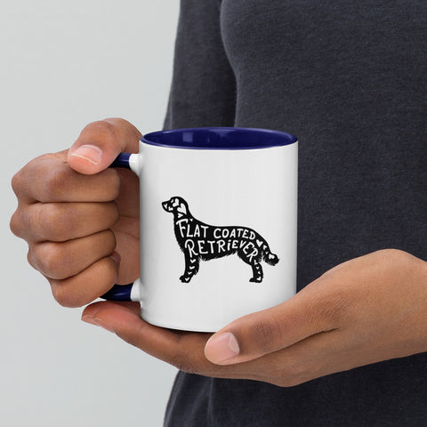 Flat-Coated Retriever | Silhouette | 11 oz White Ceramic Mug with Color Inside