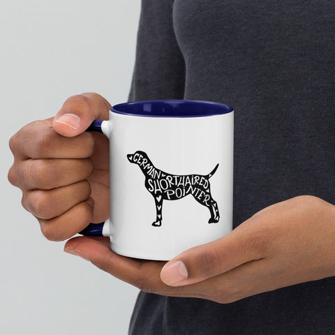 German Shorthaired Pointer | Silhouette | 11 oz White Ceramic Mug with Color Inside