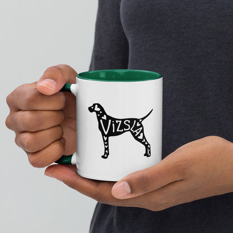 Vizsla | Silhouette | 11 oz White Ceramic Mug with Color Inside