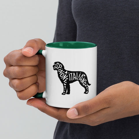 Spinone Italiano | Silhouette | 11 oz White Ceramic Mug with Color Inside