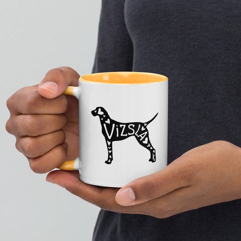 Vizsla | Silhouette | 11 oz White Ceramic Mug with Color Inside