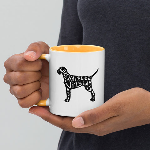 Wirehaired Vizsla | Silhouette | 11 oz White Ceramic Mug with Color Inside