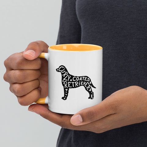 Curly-Coated Retriever | Silhouette | 11 oz White Ceramic Mug with Color Inside