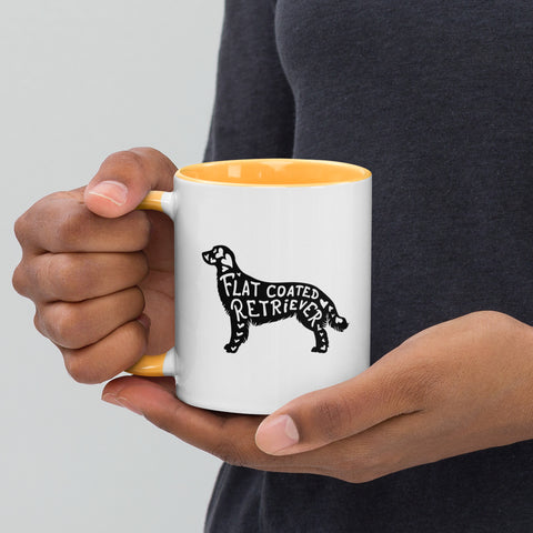 Flat-Coated Retriever | Silhouette | 11 oz White Ceramic Mug with Color Inside