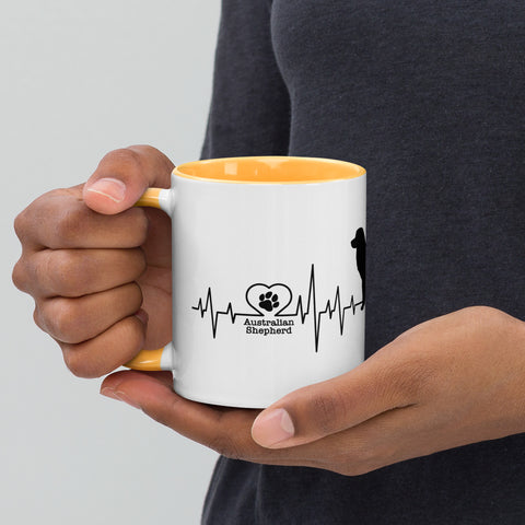 Australian Shepherd | Heartbeat | 11 oz White Ceramic Mug with Color Inside