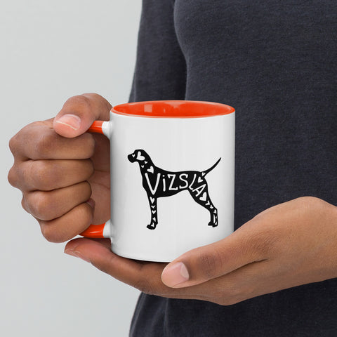 Vizsla | Silhouette | 11 oz White Ceramic Mug with Color Inside