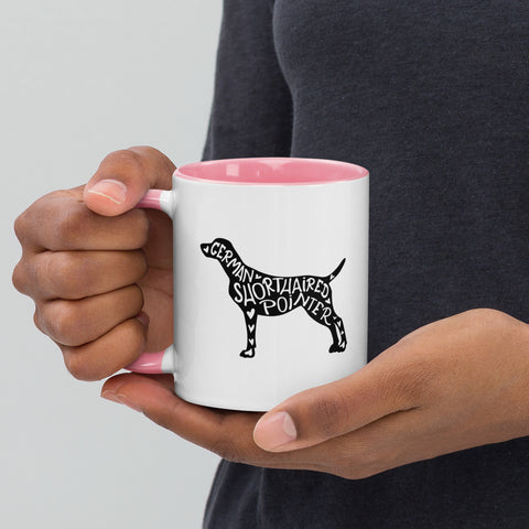 German Shorthaired Pointer | Silhouette | 11 oz White Ceramic Mug with Color Inside