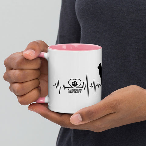 Australian Shepherd | Heartbeat | 11 oz White Ceramic Mug with Color Inside