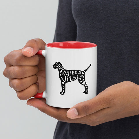 Wirehaired Vizsla | Silhouette | 11 oz White Ceramic Mug with Color Inside