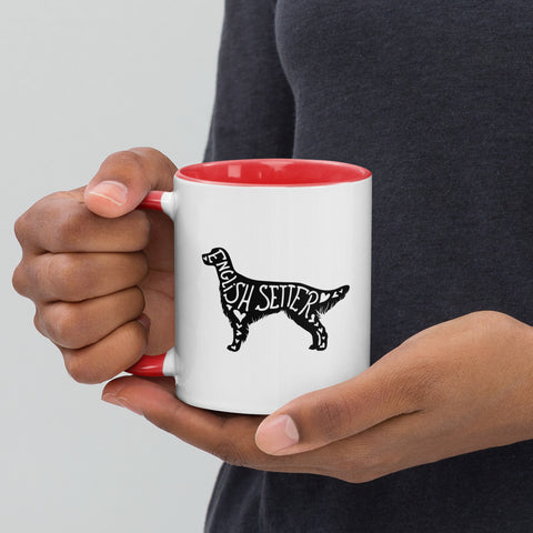 English Setter | Silhouette | 11 oz White Ceramic Mug with Color Inside