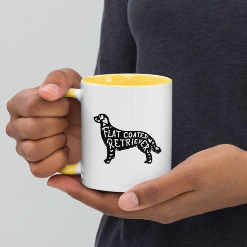 Flat-Coated Retriever | Silhouette | 11 oz White Ceramic Mug with Color Inside