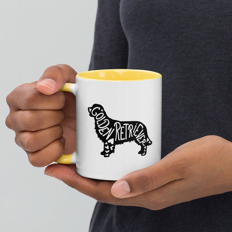 Golden Retriever [Field] | Silhouette | 11 oz White Ceramic Mug with Color Inside