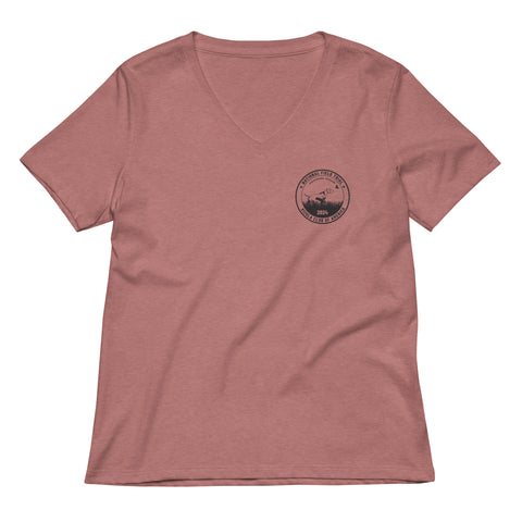 Vizsla Club of America | NFT 2024 | Women’s Relaxed V-Neck T-Shirt | Small Logo