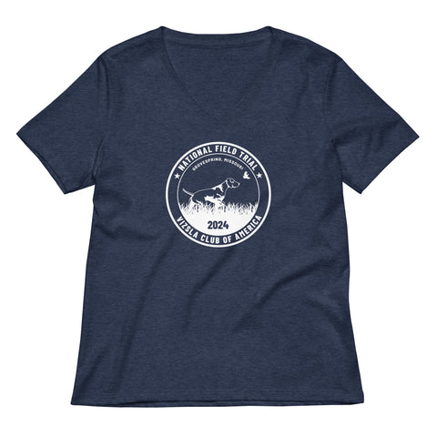 Vizsla Club of America | NFT 2024 | Women’s Relaxed V-Neck T-Shirt | Large Logo