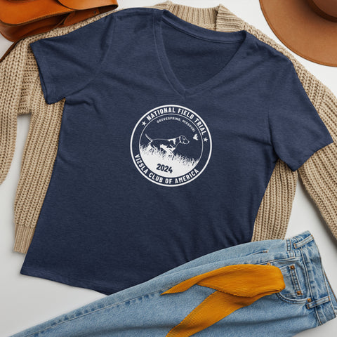 Vizsla Club of America | NFT 2024 | Women’s Relaxed V-Neck T-Shirt | Large Logo