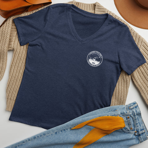 Vizsla Club of America | NFT 2024 | Women’s Relaxed V-Neck T-Shirt | Small Logo