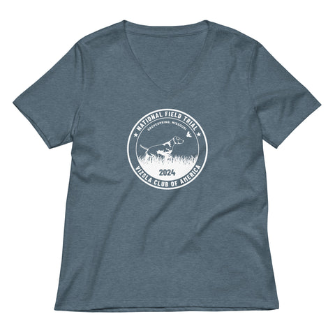 Vizsla Club of America | NFT 2024 | Women’s Relaxed V-Neck T-Shirt | Large Logo