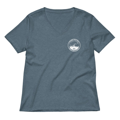 Vizsla Club of America | NFT 2024 | Women’s Relaxed V-Neck T-Shirt | Small Logo